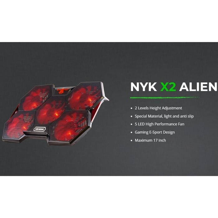 NYK X2 Alien Cooling Pad 5 Fan Garansi Resmi X-2 / X 2