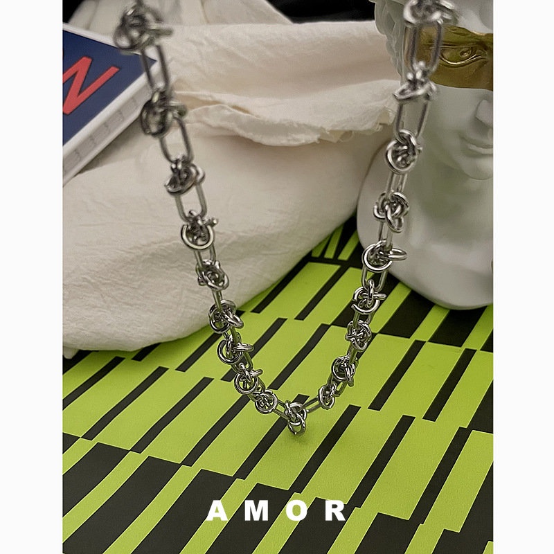 Kalung Rantai Bahan Steel Gaya Punk Eropa Dan Amerika Untuk Unisex