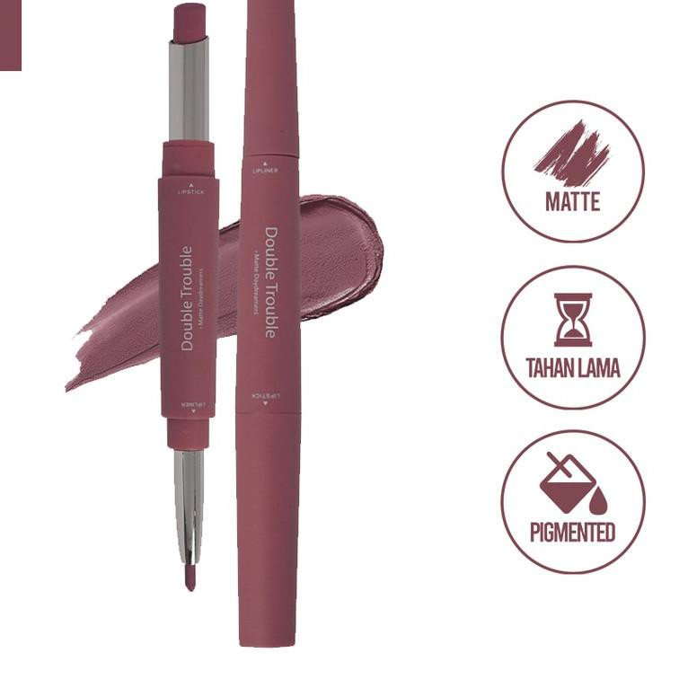 ✬ Madame Gie Double Trouble Matte - MakeUp Lipstick Two in One ➤