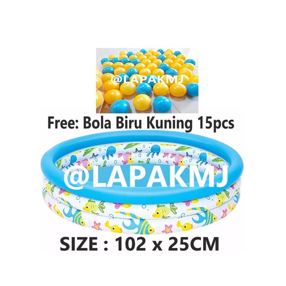 KOLAM RENANG ANAK BESTWAY 51008 PLUS BOLA biru putih 15PCS-KOLAM+BOLA15 BIRKUN