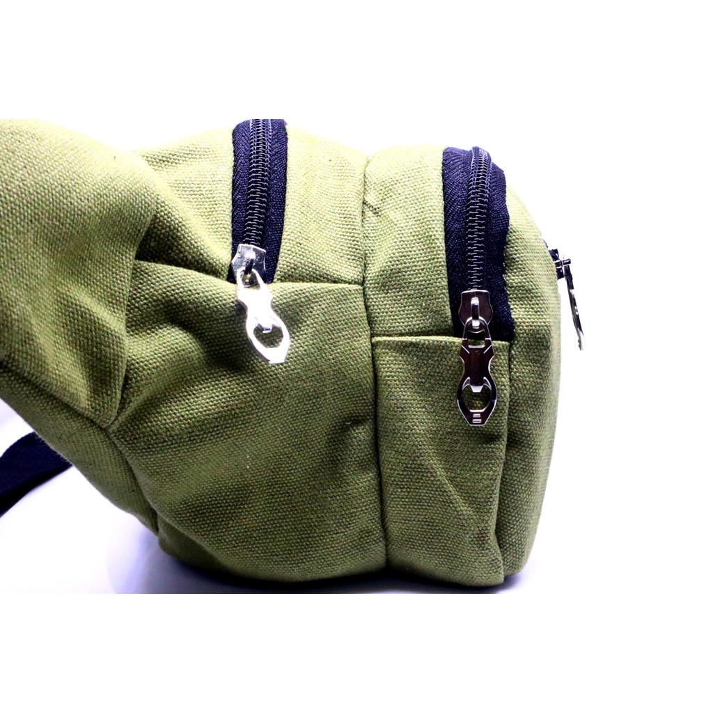 Tas Pinggang Kanvas Pria Sling Waist Bag Cowok Cowo Travel Bag Laki Tas Kecil Ori Asli - WB-GA-BULAT