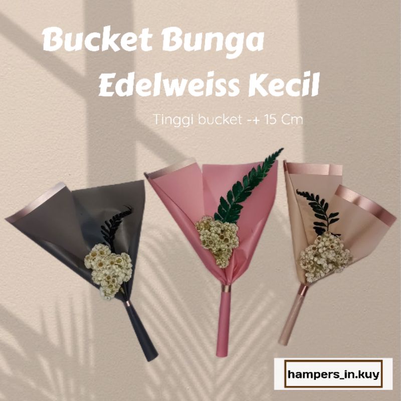 Buket Bunga Edelweiss Mini Hiasan Hampers | Mini Bouquet Bunga Kering | Bunga Edelweiss