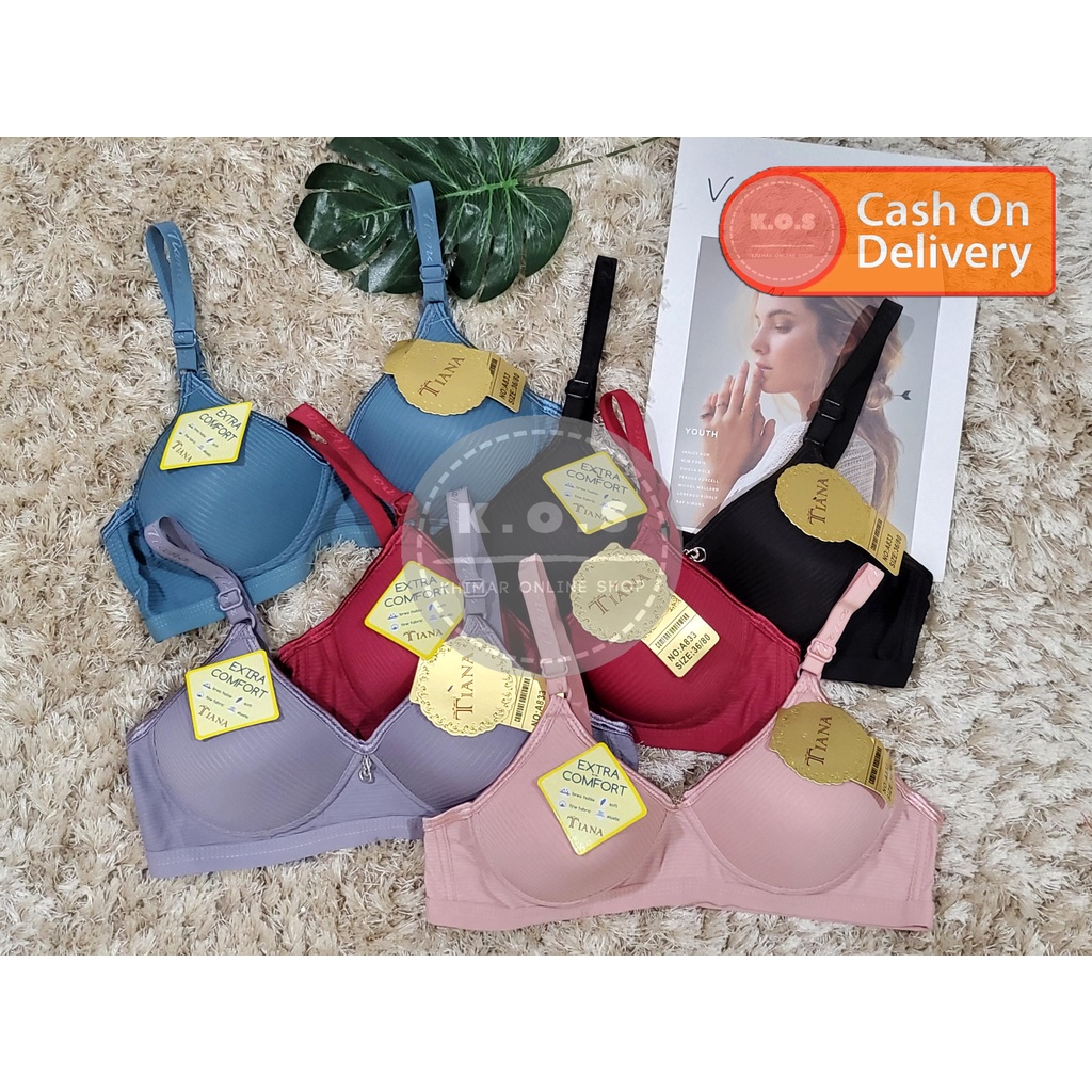 Bra bh busa tipis tanpa kawat corak salur size 34-40