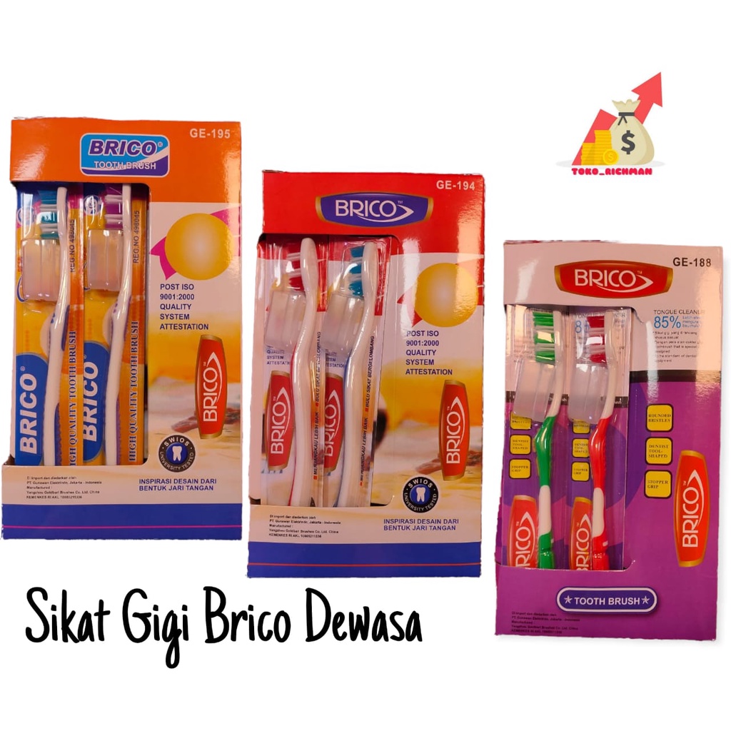 Sikat Gigi Brico GE188 GE194 GE195 Toothbrush Soft Dengan Helm Penutup