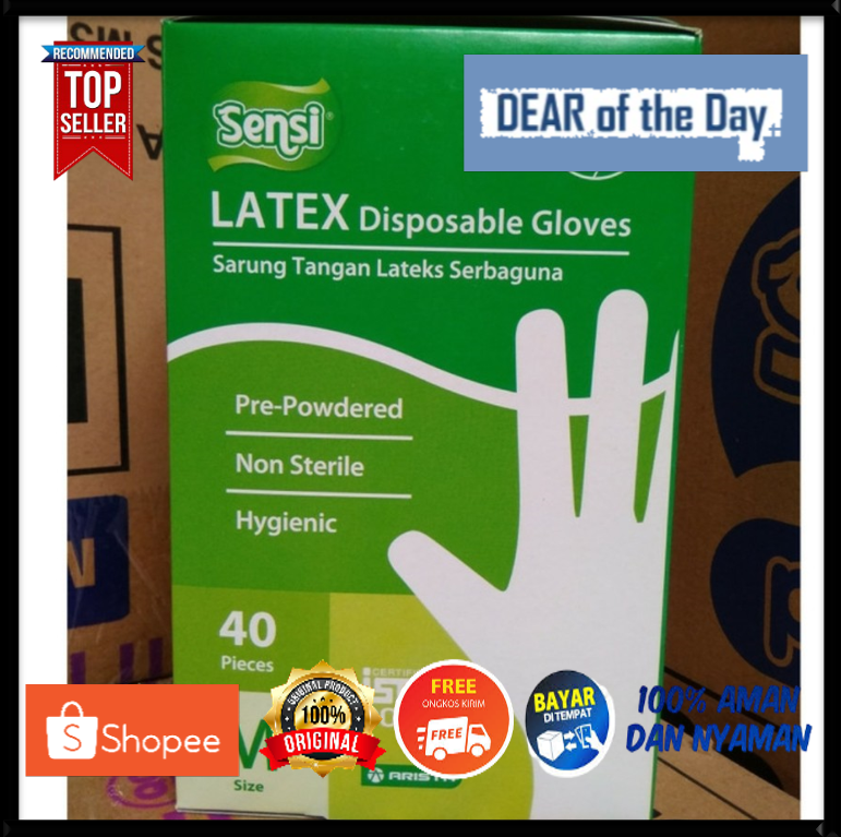 Sarung Tangan Latex Sensi isi 40 pcs Ukuran S, M dan L / Sarung Tangan Steril  / Sarung Tangan Medis