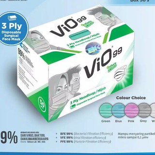  masker  3 ply vio  medis earloop  dan hijab ijin kemenkes 