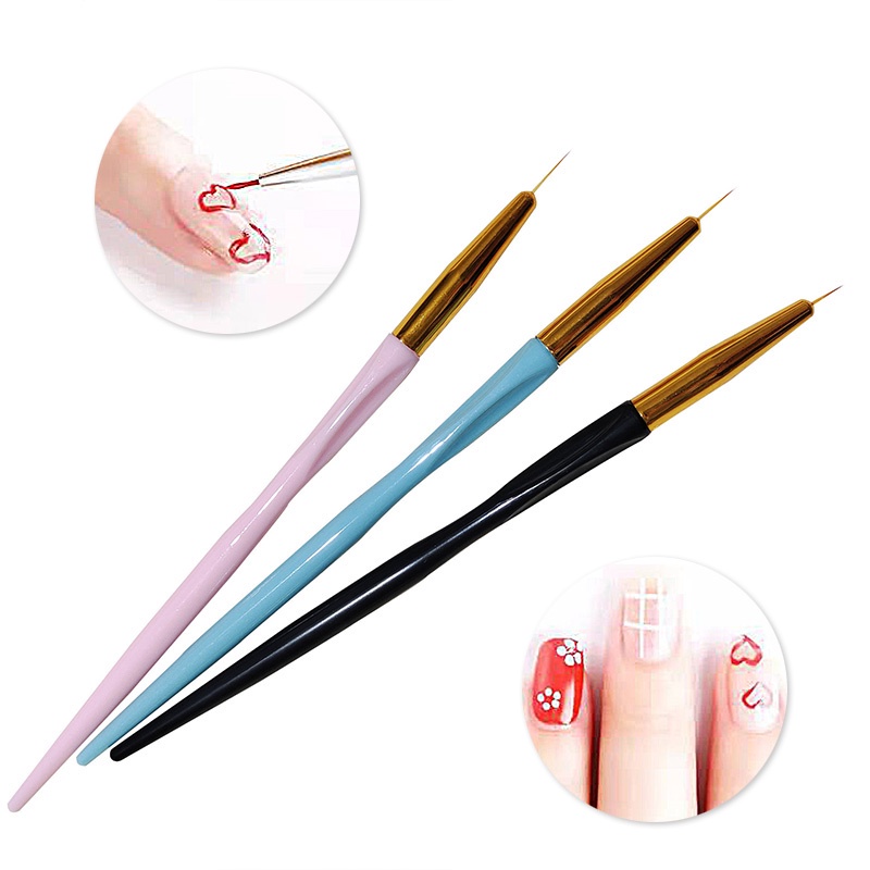 3pcs /Set Kuas Liner Nail Art Gambar Bunga Lukisan Pena UV Gel Brushes Tools Manicure