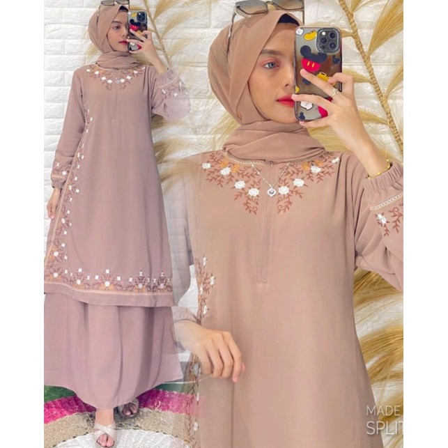 gamis melayu bordir bunga
