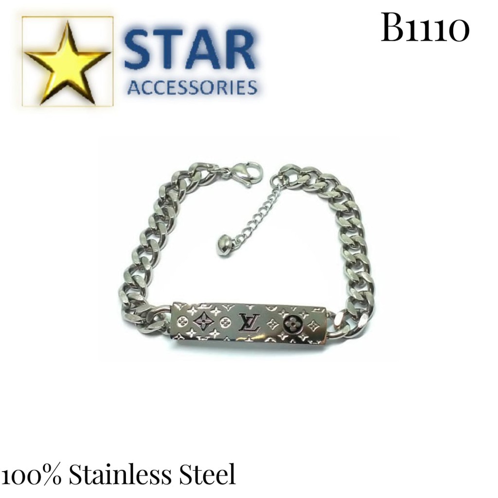 Gelang Titanium Louis Vuitton Silver | Gelang Titanium LV Perak