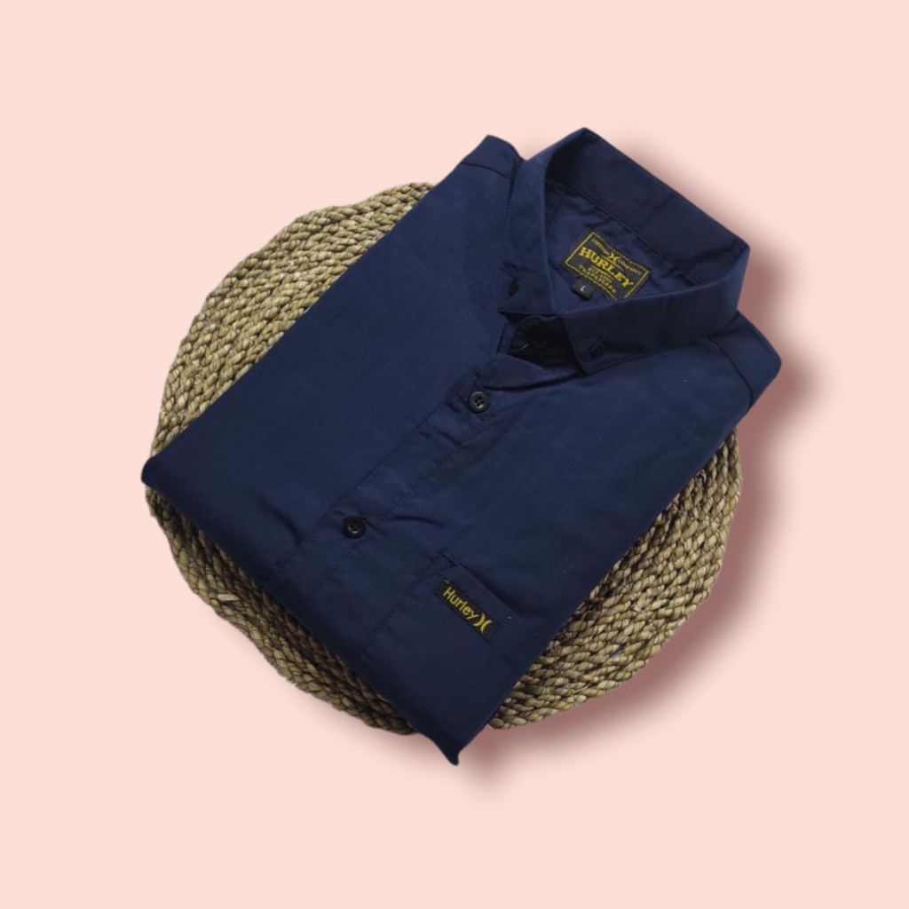 Hem polos cowok dewasa lengan pendek brand distro sampai size jumbo warna navy