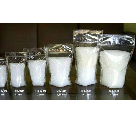 

-637 PLASTIK STANDING UP POUCH 14 X 22 CM - KLIP KEMASAN BENING TEBAL ISI 50 LEMBAR ✷