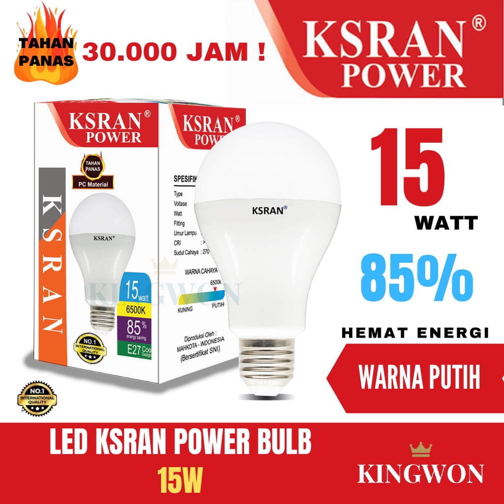 KSRAN Lampu LED 15 watt POWER - Putih BULB