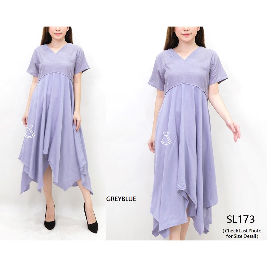 SL173 - Dress Pesta Midi Flare Dress Casual