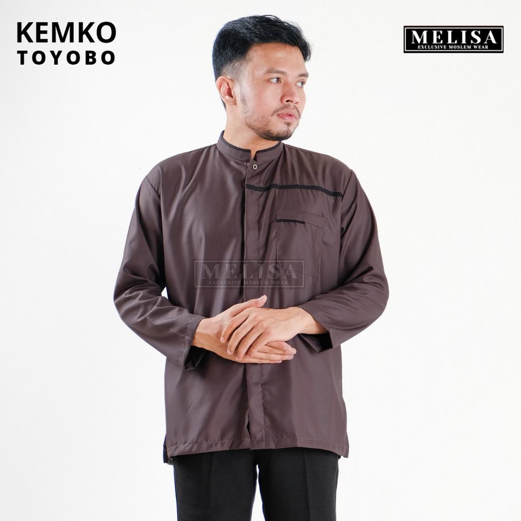 Baju Koko Pria Dewasa Katun Toyobo Polos Lengan Panjang Baju Muslim Remaja Laki Laki Ukuran M L XL -Coklat