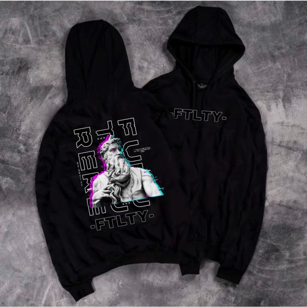 Fatality - Sweater Hoodie Basic Hitam Unisex Pria wanita Quality Premium Ukuran M/L/XL