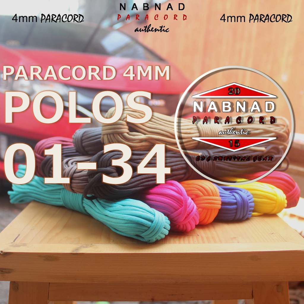 Nabnad Tali Paracord Polos 1-34 4mm 4 Mm Nabnad Paracord 550 [Harga Per Meter]