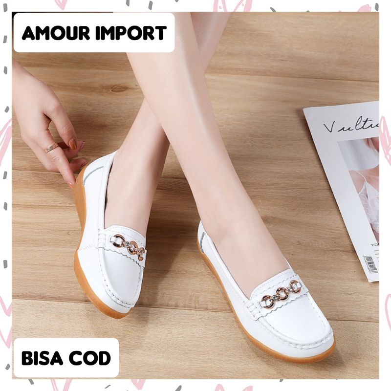 ( AMOUR ) Sepatu Wedges Kerja Wanita Import Fashion 6507