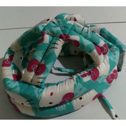 Topi Anti Benturan Topi Bayi Topi Anak Topi Balita Helm Anak Baby Head Protector Safety Helmet-Green Hello Kitty