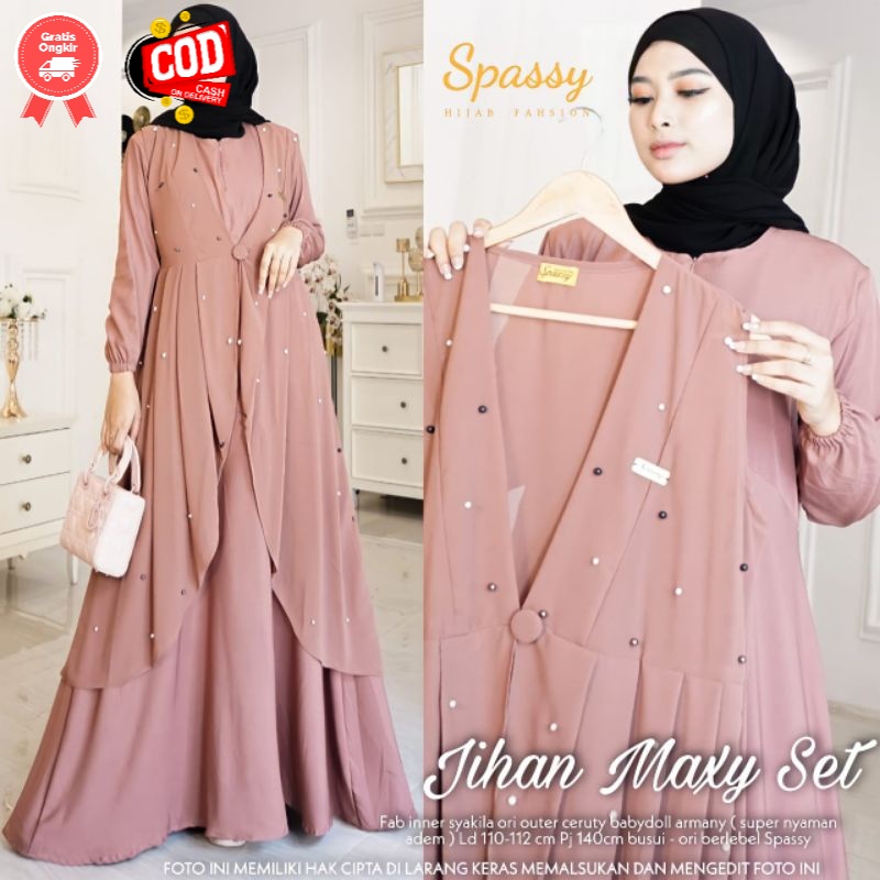 Jihan Maxy Set Dress Maxy Fahsion Wanita Motif Kekinian Terbaru Original By Spasy