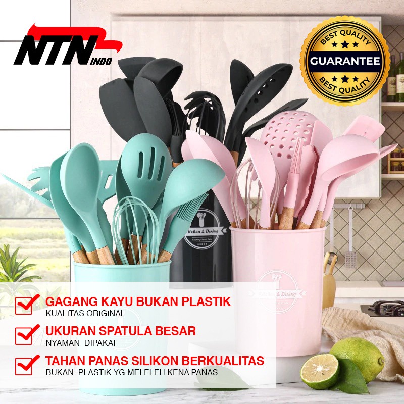 Sillicone Utensil Set 11 Pcs Peralatan Dapur Masak Baking Sutil Spatula Silikon
