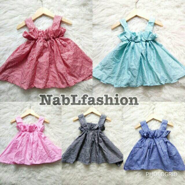 Atasan dress ruffle tanktop anak perempuan 2-4 tahun bahan katun