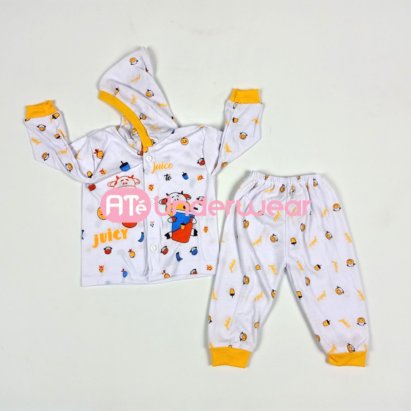 AT112-Setelan Bayi Kupluk/Setelan baju bayi/piyama bayi Home made