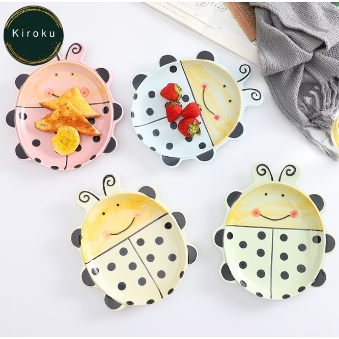 Piring Keramik Lucu Pirik Unik Piring Karakter Lebah Peralatan Makan Import -KIROKU