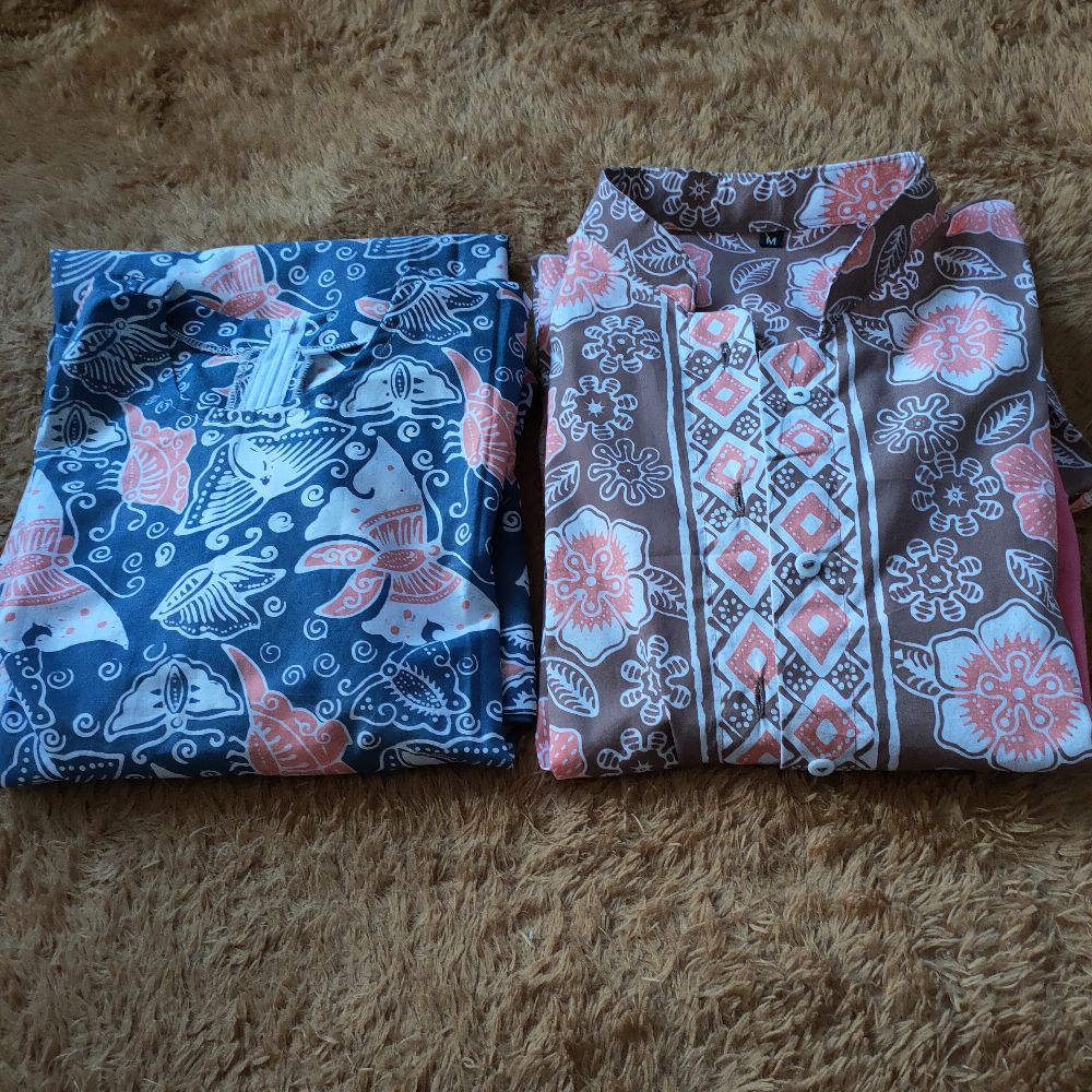 Shanaya Batik Tunik Alia Batik Cap Wonogiren Lengan Balon Kancing Full