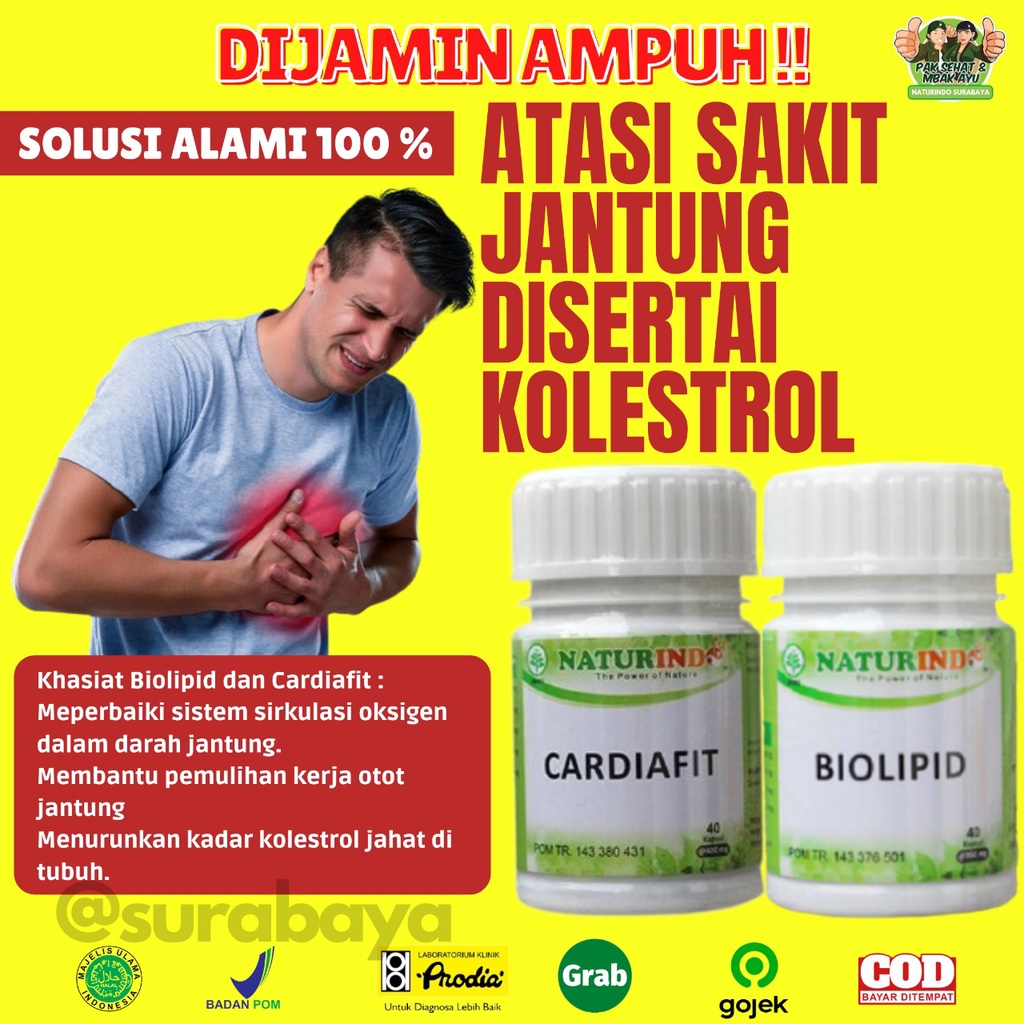 Obat Penurun Kolestrol Kolesterol Tinggi 250 Asam Urat Obat Herbal Penurun Kolestrol Jahat Darah Tinggi Obat Penghancur Lemak Darah Herbal Ampuh Menurunkan Kolesterol Bpom Jamu Kolestrol Stroke Jantung Koroner Tradisional Biolipid Naturindo Surabaya-KOLESTROL+JANTUNG