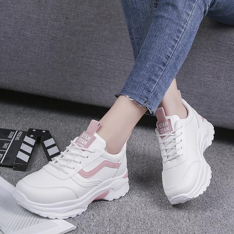 Sepatu Wanita Sneakers Korea Wanita Wanwoo Sepatu Sneakers Tali sepatu putih