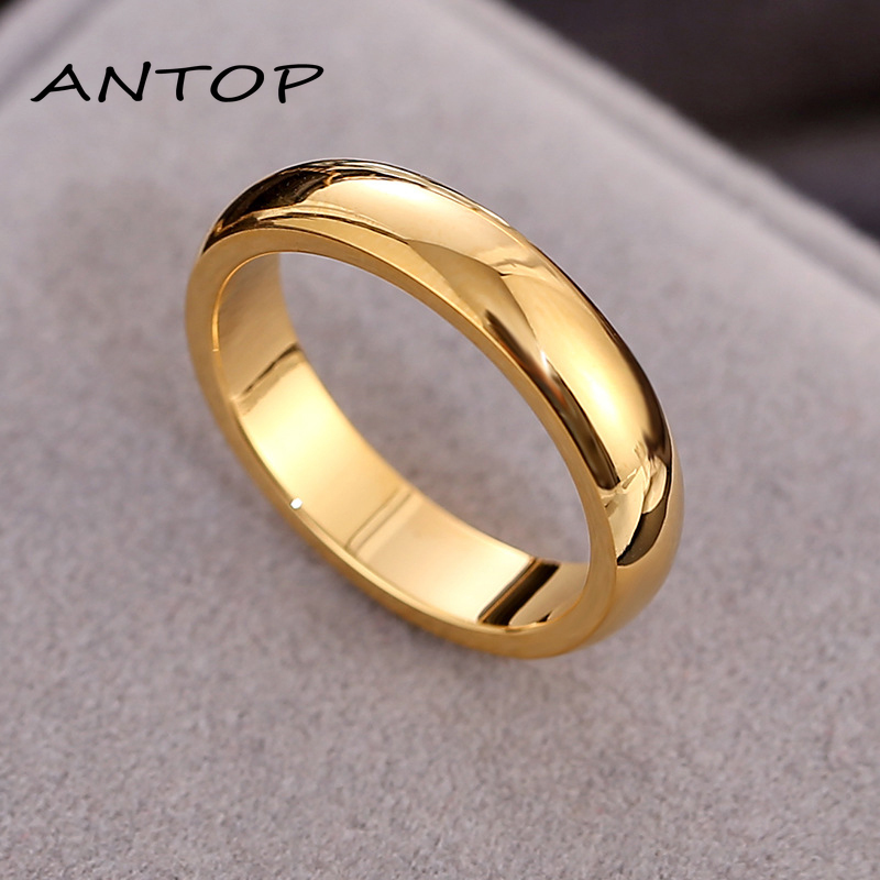 Cincin Emas Asli Kadar 375 Cincin Titanium Pasangan Anti Karat Hadiah Hari Valentine Untuk Couple Gold Ring ANTOP