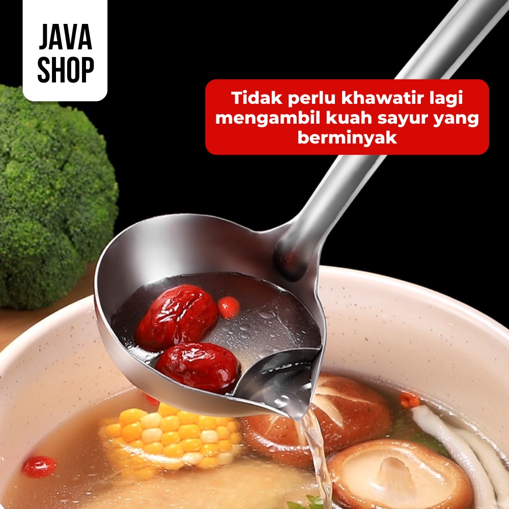 JAVASHOP Centong Sayur Pemisah Minyak Sendok Sup Stainless