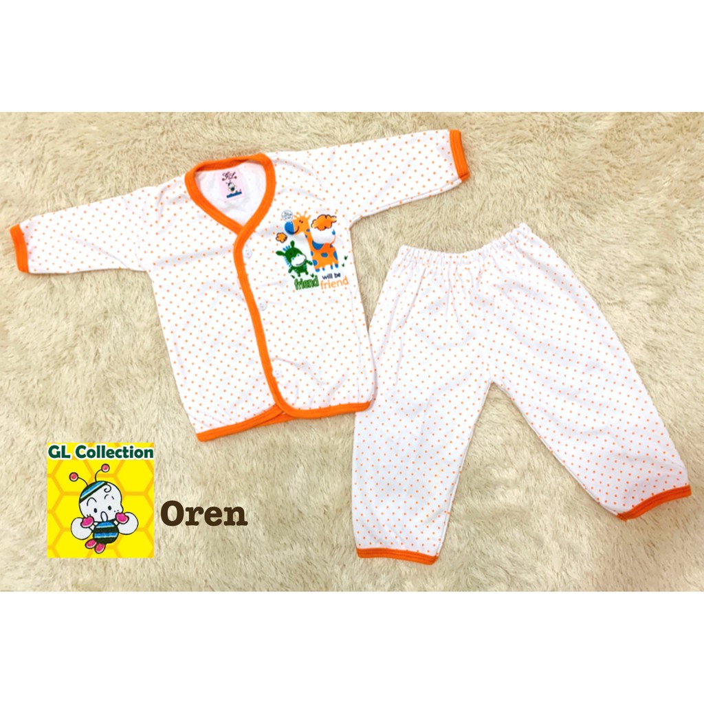 OBRAL! SETELAN PIYAMA PANJANG NEWBORN BAYI ALL SIZE 0-3BULAN SABLON 100%KATUN