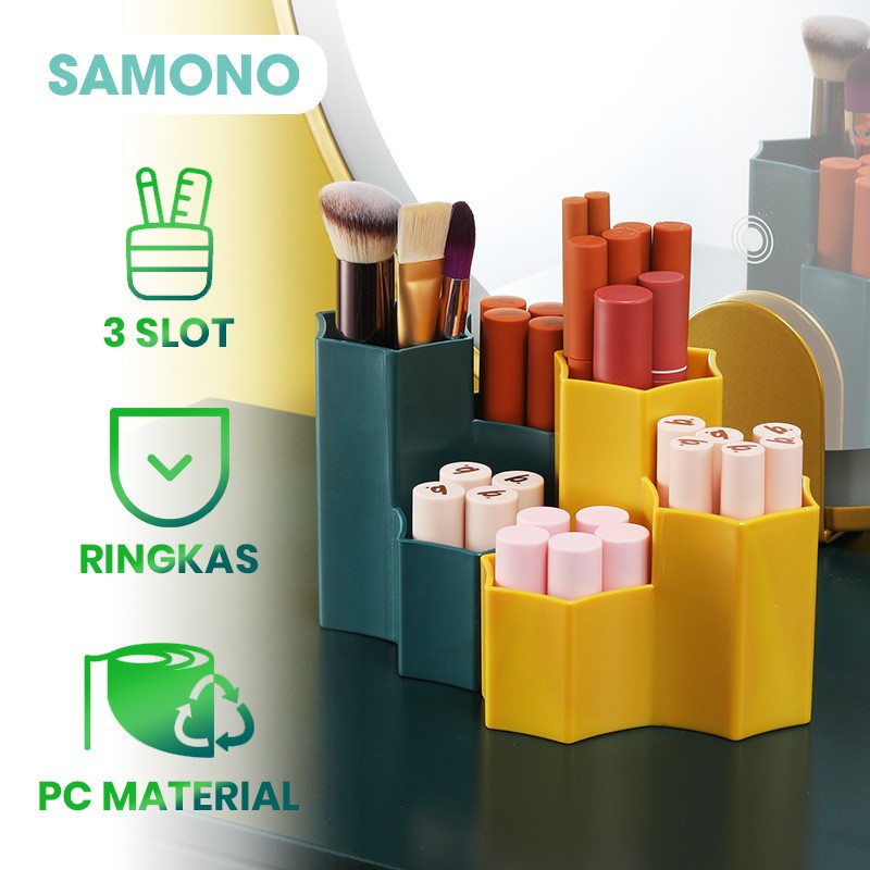 Rak Penyimpanan SAMONO SSB003 Organizer Serbaguna Makeup Brush Holder 3 Slot Portable Multifungsi