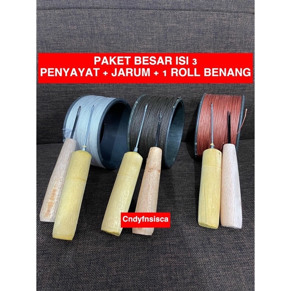 PAKET BESAR ISI 3 ALAT SOL SEPATU / PENYAYAT SEPATU SENDAL / JARUM SOL SEPATU / BENANG SOL SEPATU