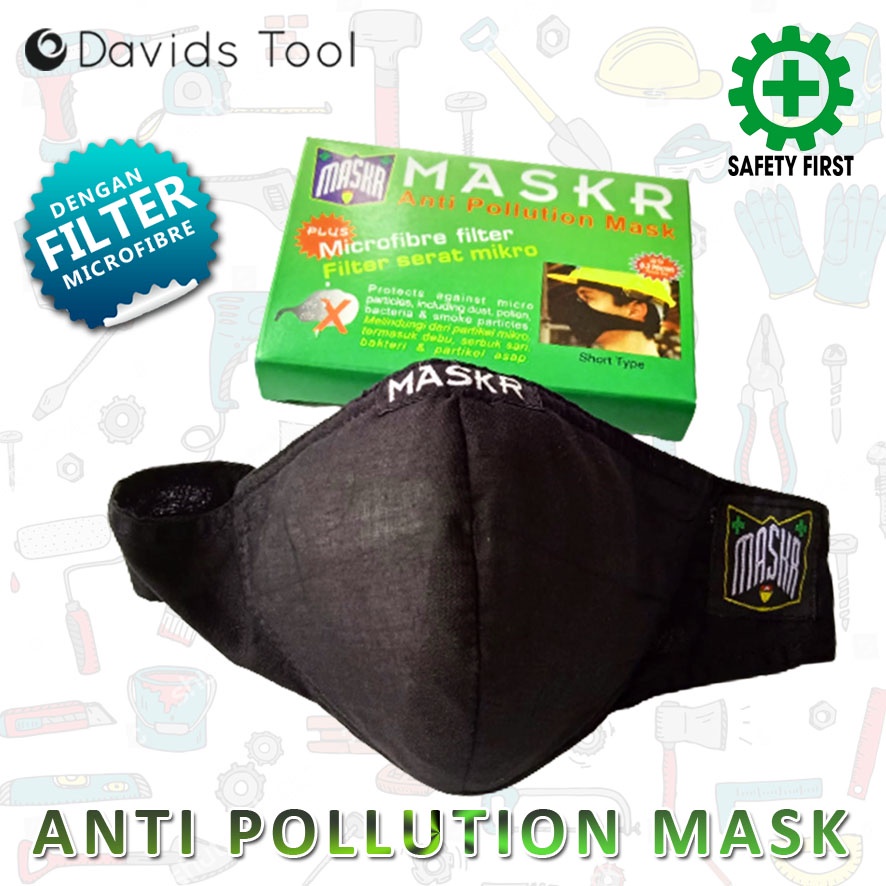 Masker kain 3 lapis ply motor anti virus carbon maskr short