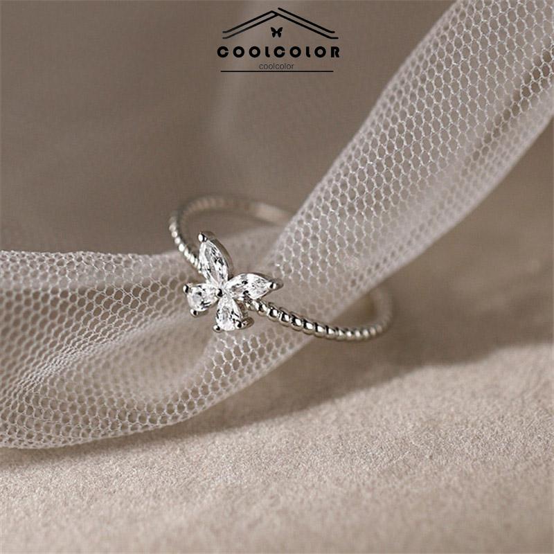 COD❤️Cincin Kupu-Kupu Wanita Korea Anti Karat Dan Anti Luntur Model Terbuka DesainAksen Berlian Untuk  Fashion Aksesoris Murah