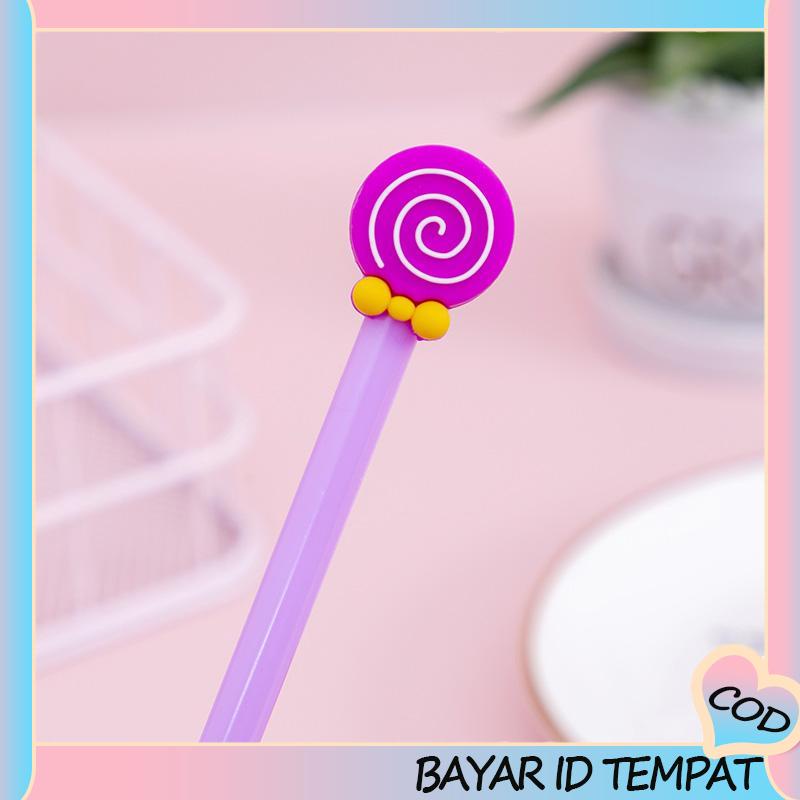 COD❤️ Kreatif Kartun Dasi Kupu-kupu Lollipop Gel Pena 0.5mm Alat Tulis Siswa-A.one