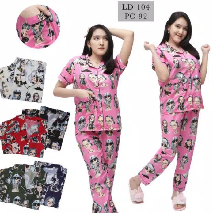 BAJU TIDUR WANITA / PIYAMA WANITA MOTIF RETRO CP/PP