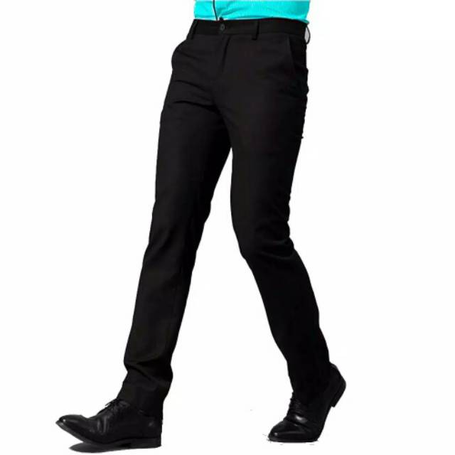 Celana Formal Kerja Pria Slimfit Warna Hitam Murah Size 27-38 Caldin Bahan Kain Teflon Halus Nyaman.