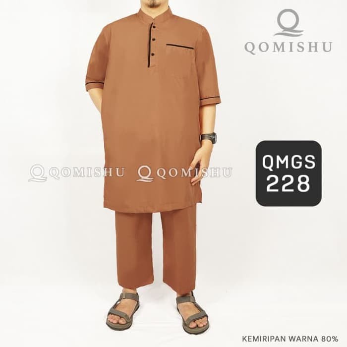 ⭐⭐⭐⭐⭐ Gamis Murah | Baju Muslim Pria | Gamis Laki-Laki Murah | Baju Koko - Merah Bata, M Diskon