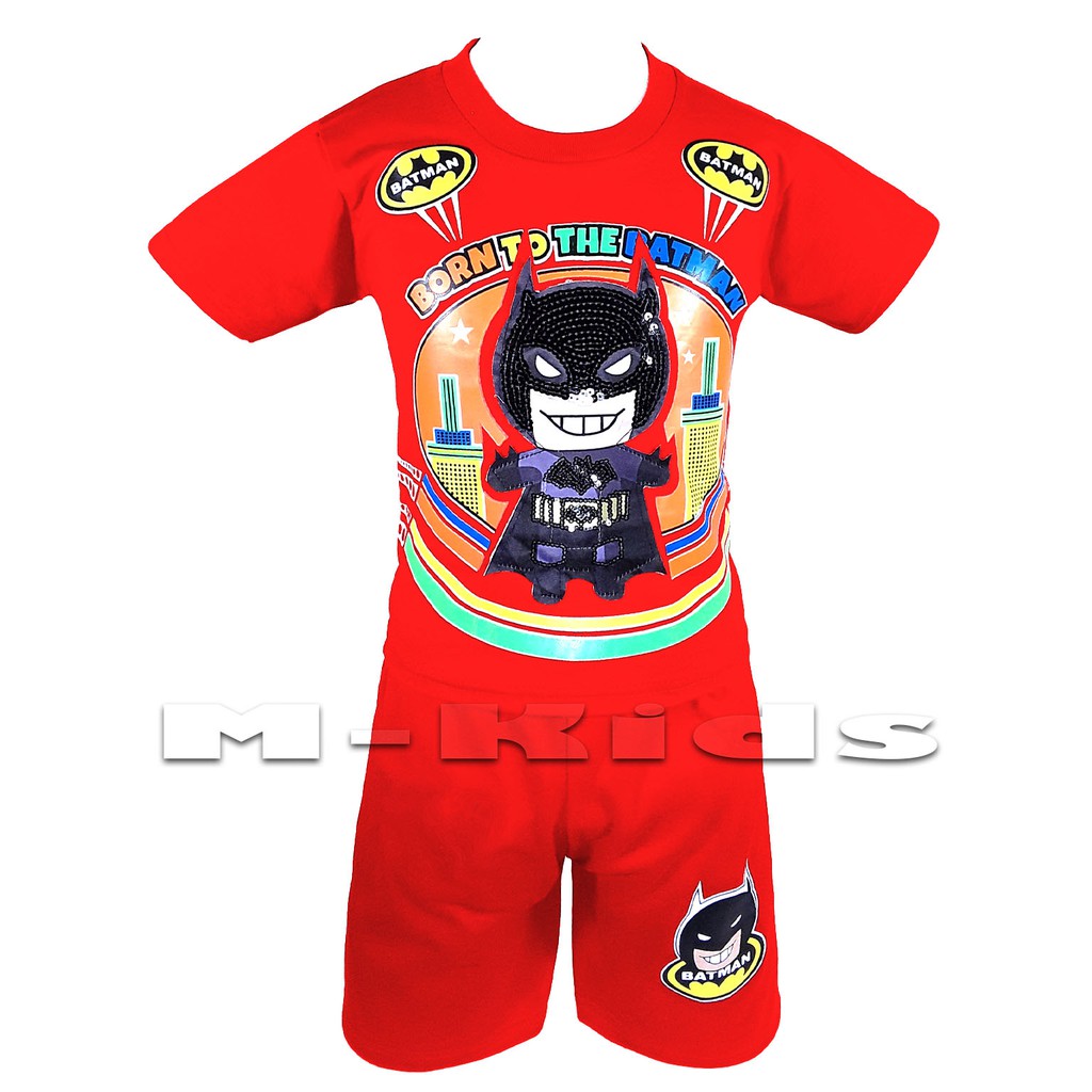 MKids88 - Baju Setelan Anak Laki-Laki Mata Nyala Lampu LED Superhero Karakter BATMAN