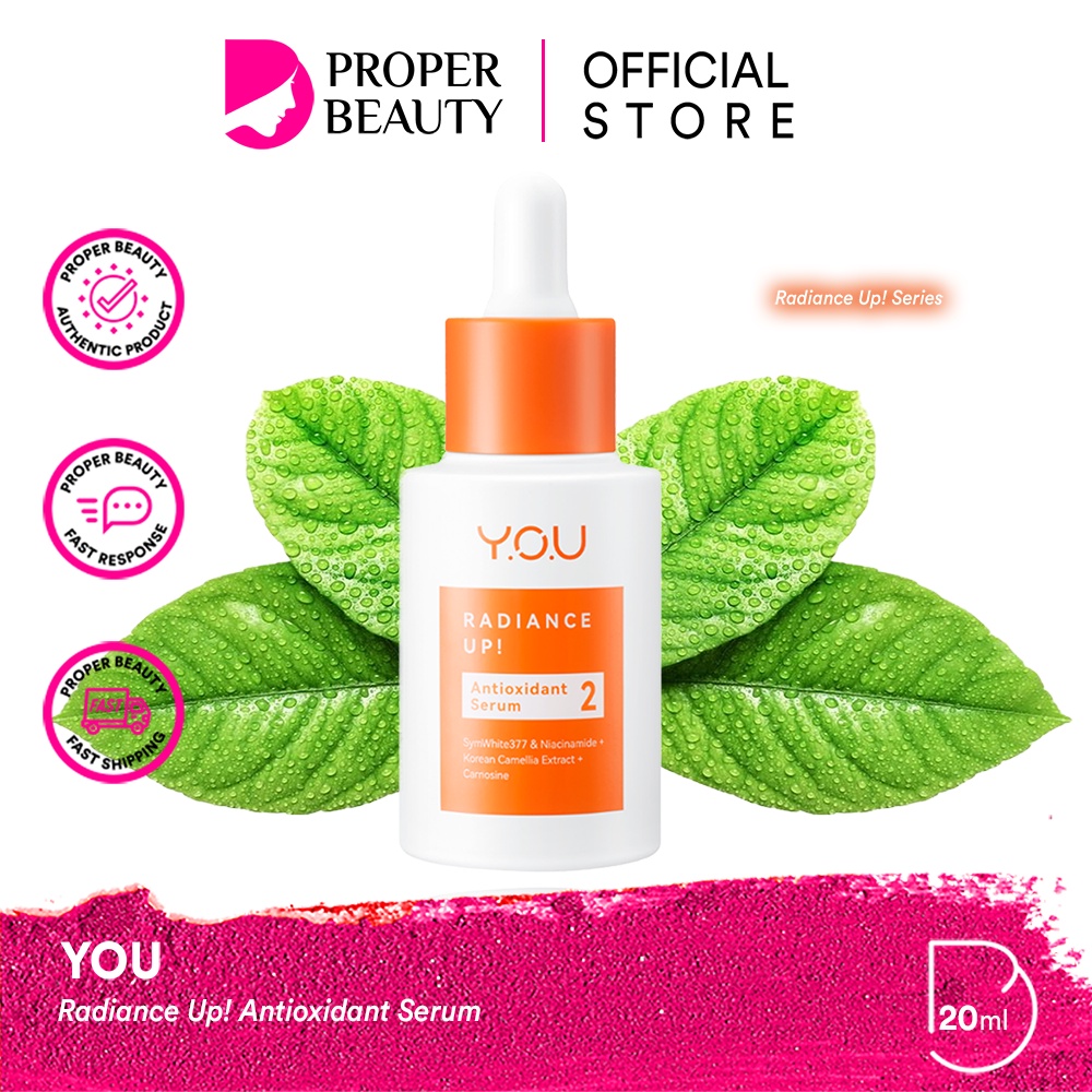 YOU Radiance Up! Antioxidant Serum Indonesia / Serum Wajah 20ml / SymWhite 377 &amp; Niacinamide Korean Camellia Extract Carnosine Vitamin C / Essence Ampoule / Pure Cica Essence Deep Moisturizing Cream / Y.O.U 3 Step Brightening Skin Look Series Paket Bundle