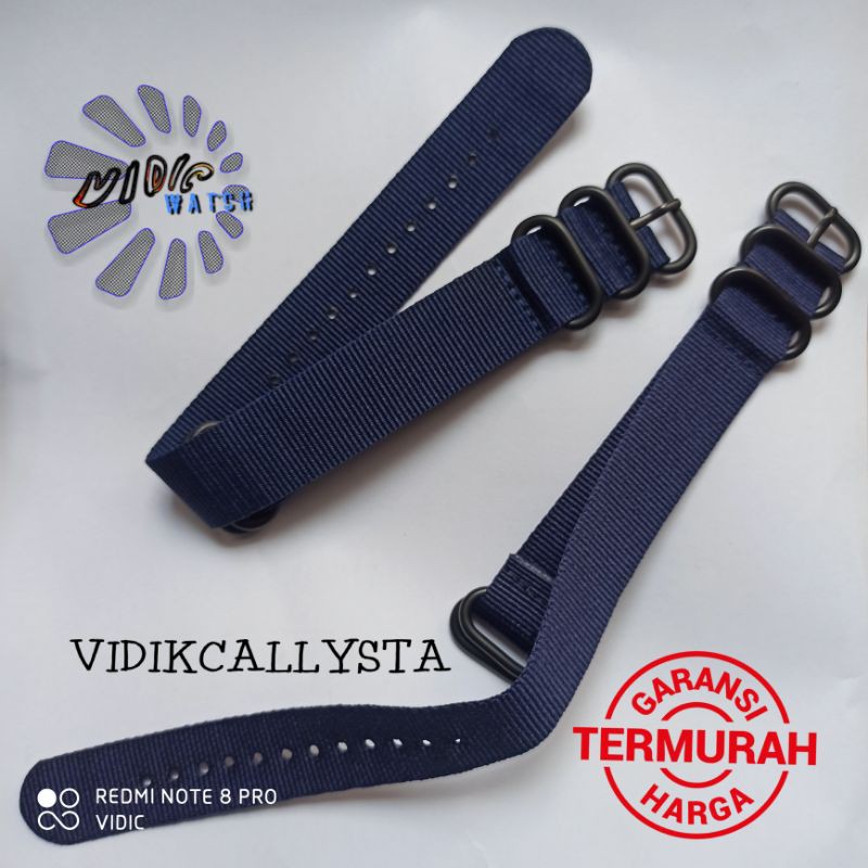 Nato Strap PVD BIRU NAVY Tali Jam tangan Nylon 18mm 20mm  22mm 24mm Limited edition Nato Zulu NAVY BLUE