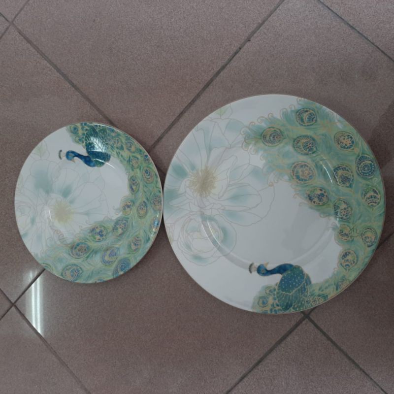 [SET] MERAK SALAD DINNER PLATE PIRING KERAMIK SANGO MOTIF PEACOCK HIASAN PAJANGAN DINDING DEKOR