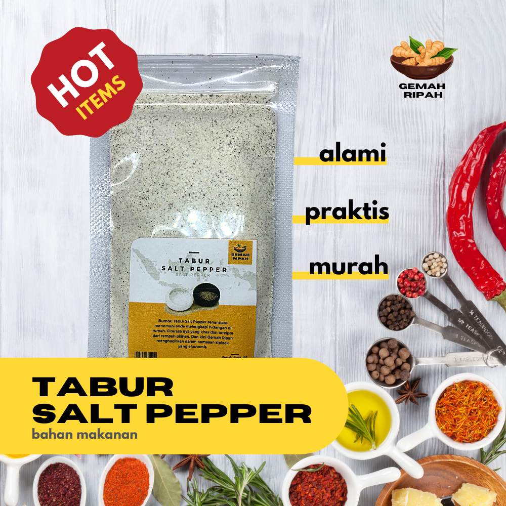 

Bumbu Tabur Salt Pepper Premium Garam Lada Hitam Bumbu Masak Penyedap Rasa Bubuk Non Msg Jajanan