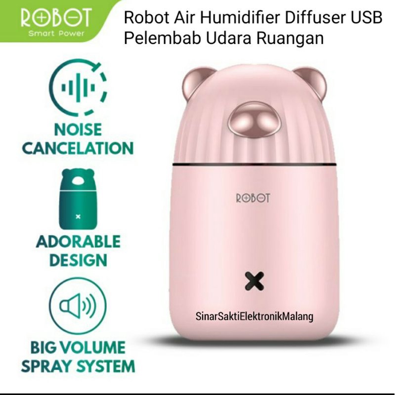 Robot Air Humidifier Diffuser Usb Pink Bear Pelembab Udara Ruangan