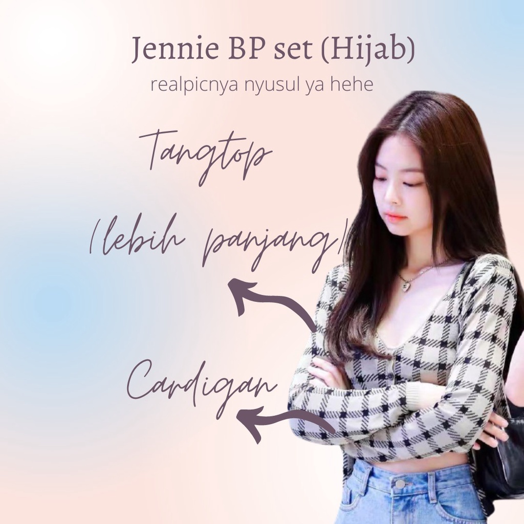 Jennie bp set kardigan inner hijab dan non hijab rajut