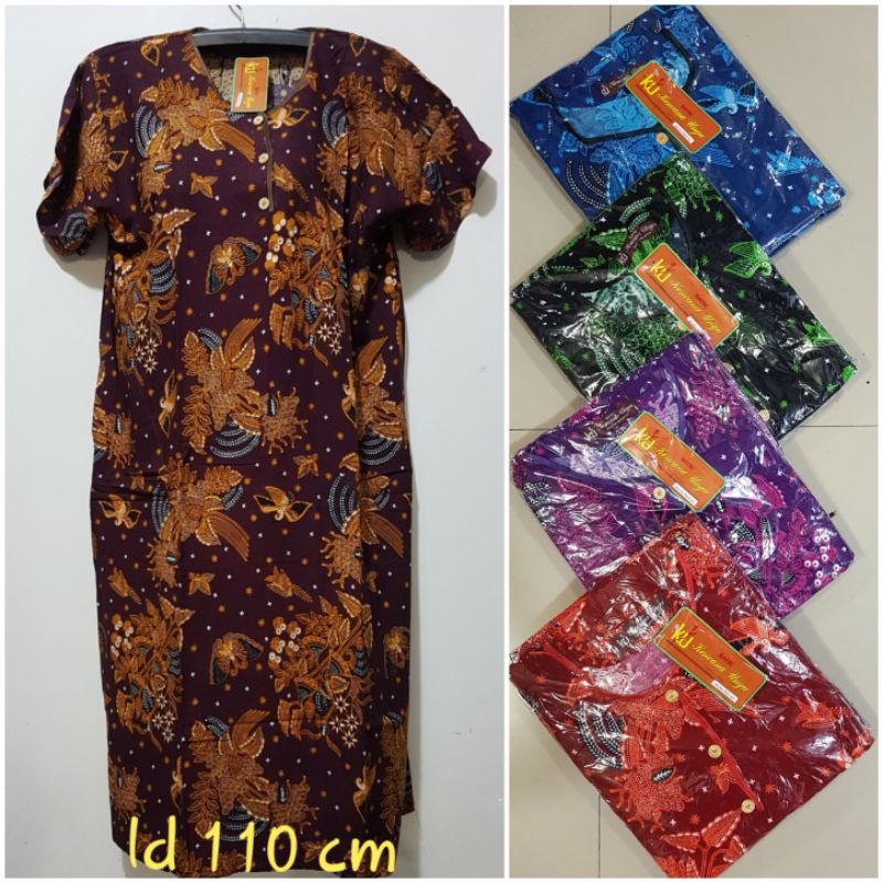 YULI - DASTER IBU PLISIR K3 LD 105-120 CM PB 107CM BATIK KENCANA UNGU LEBEL COKLAT KUC