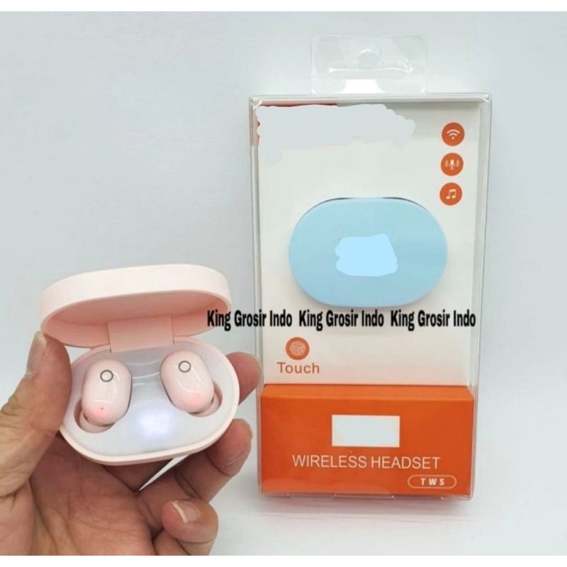 Headset Bluetooth TWS W6 LED Airdots Macaron Earbuds True Wireles